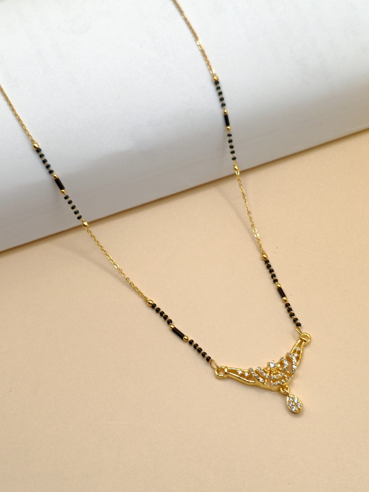 Moon Shape_American Diamond Mangalsutra
