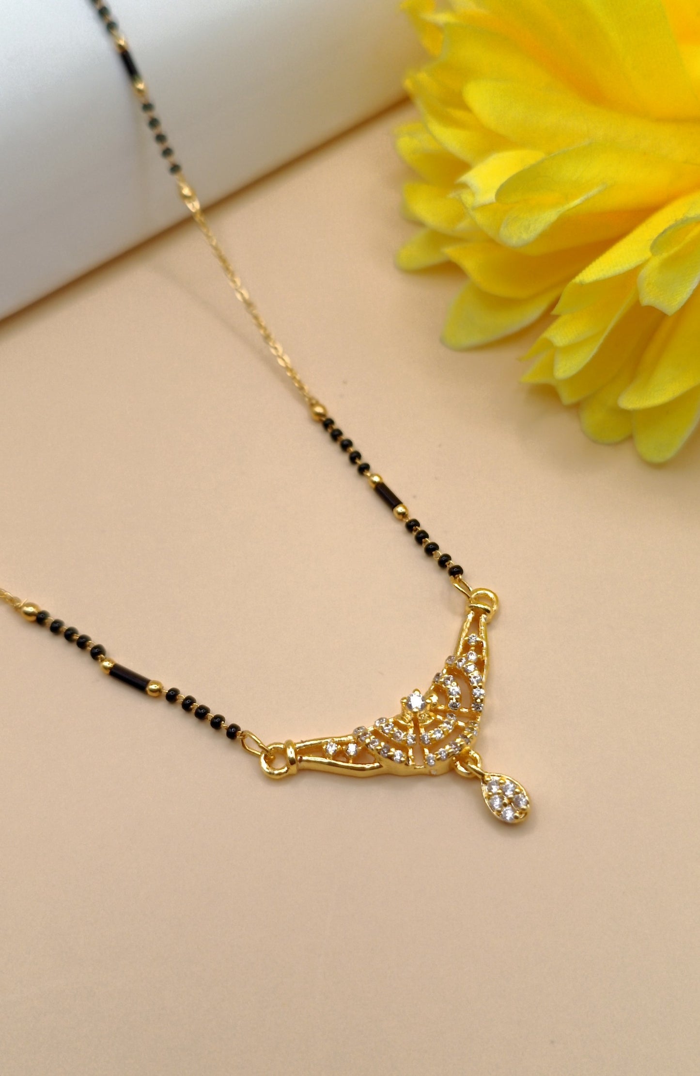 Moon Shape_American Diamond Mangalsutra