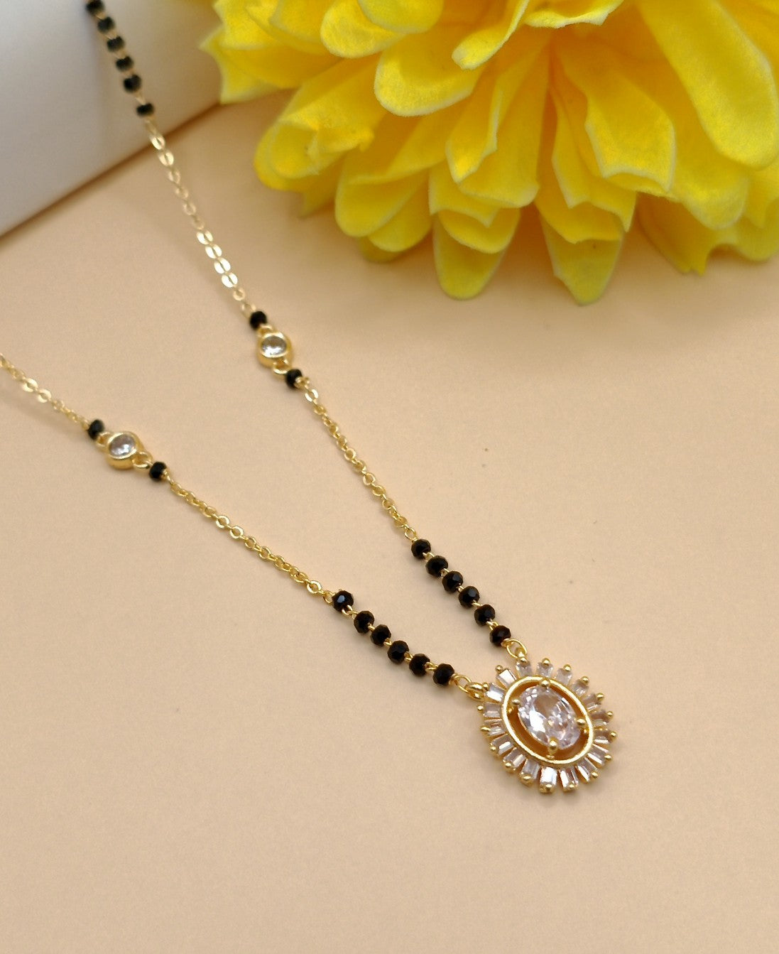 Flower Shape_American Diamond Mangalsutra