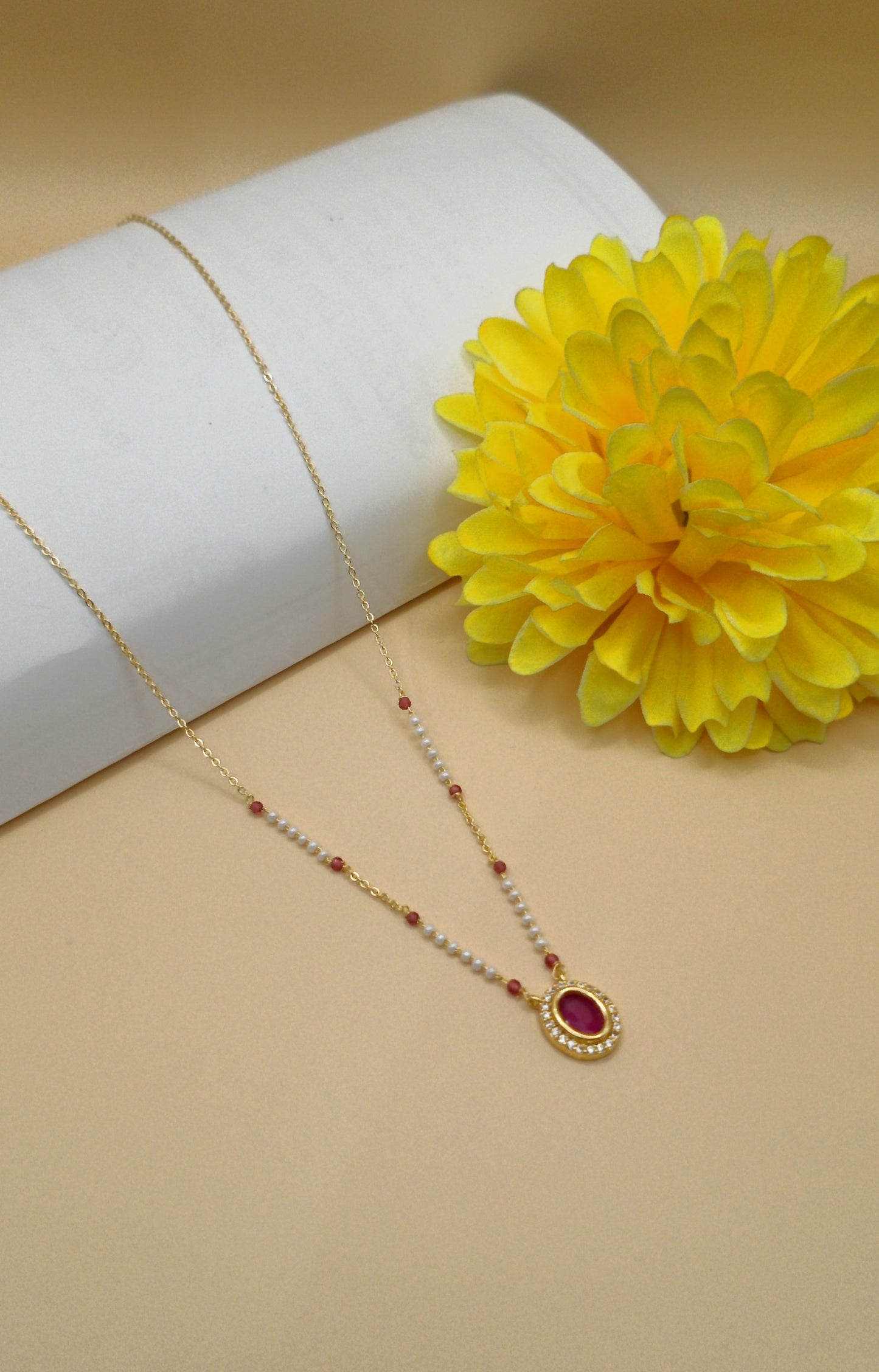 Oval Shape_Red Stone Mangalsutra