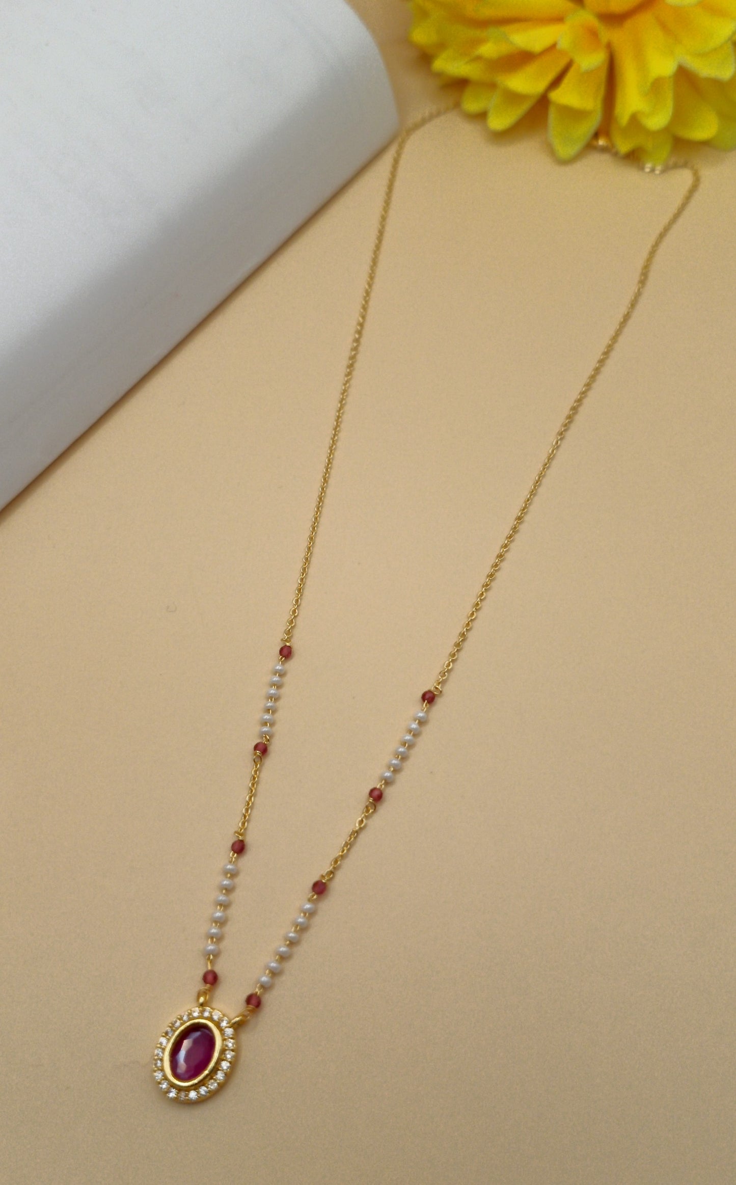 Oval Shape_Red Stone Mangalsutra