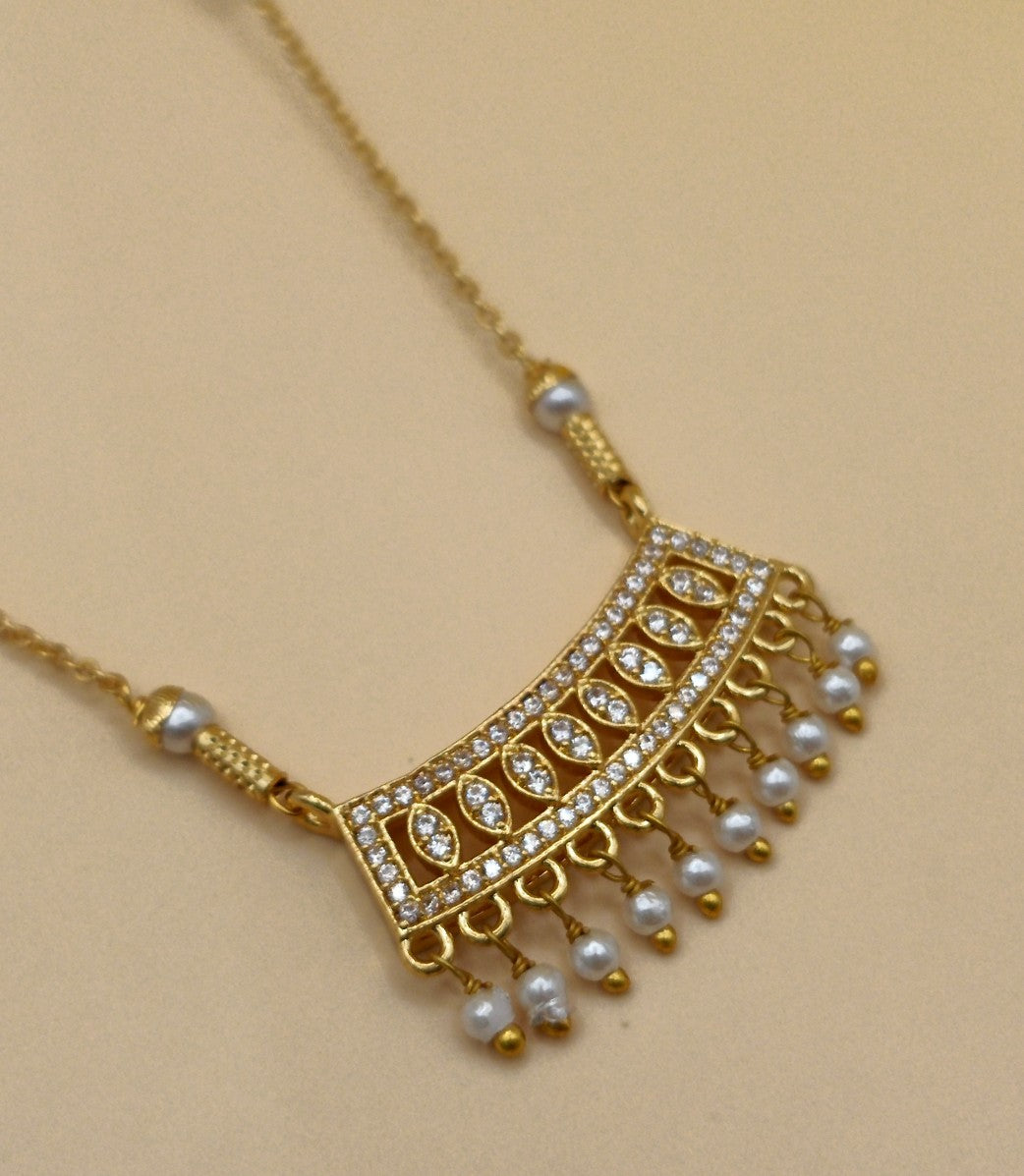 Gold Plated_White Gemstone Mangalsutra