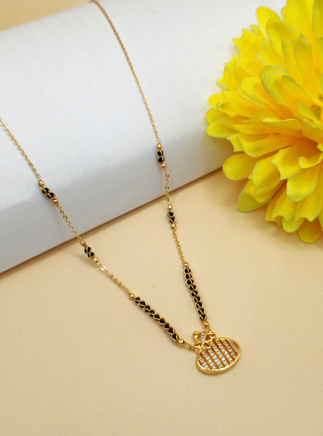 Heart Shape_Gold Plated American diamond mangalsutra