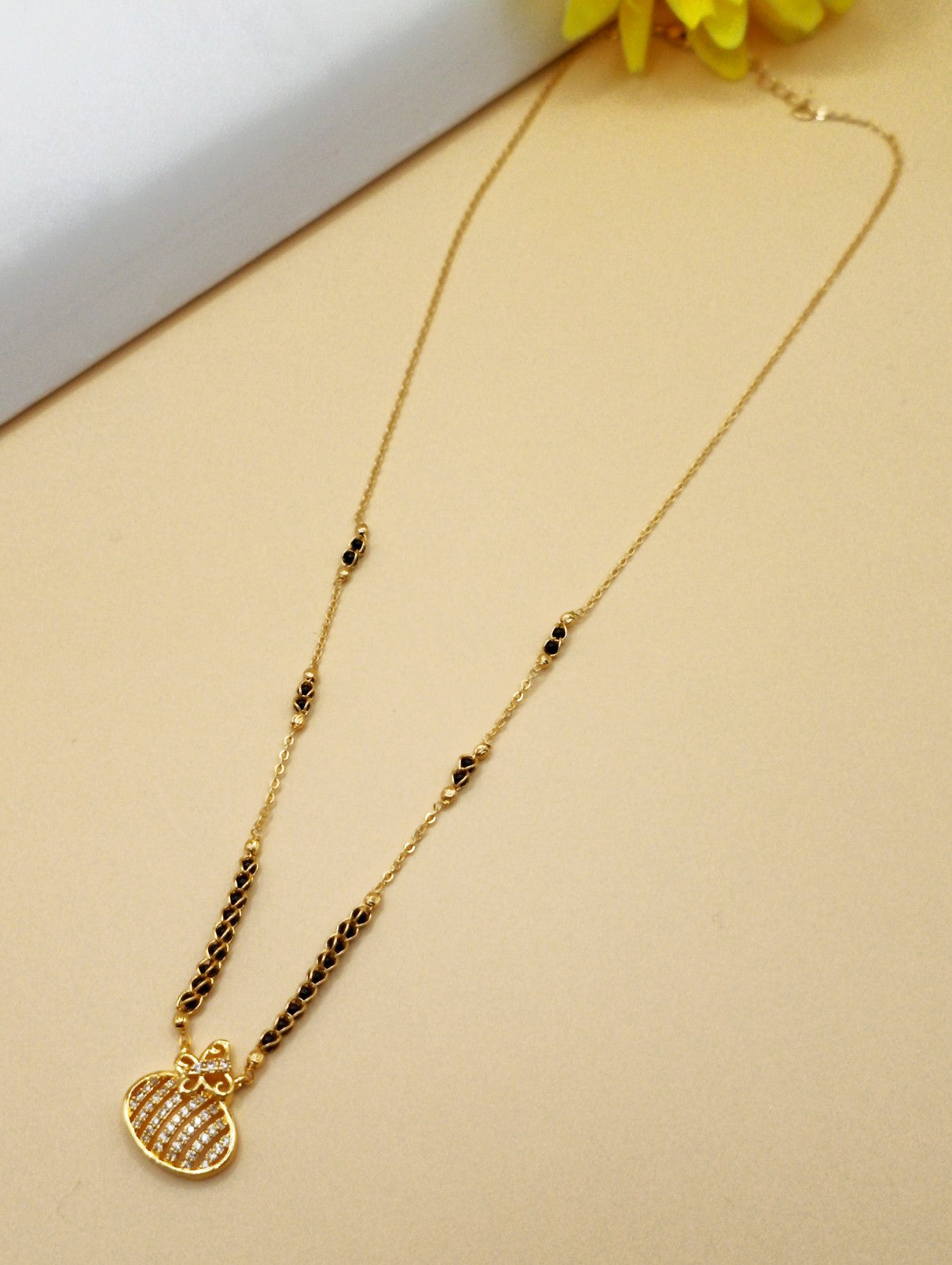 Heart Shape_Gold Plated American diamond mangalsutra