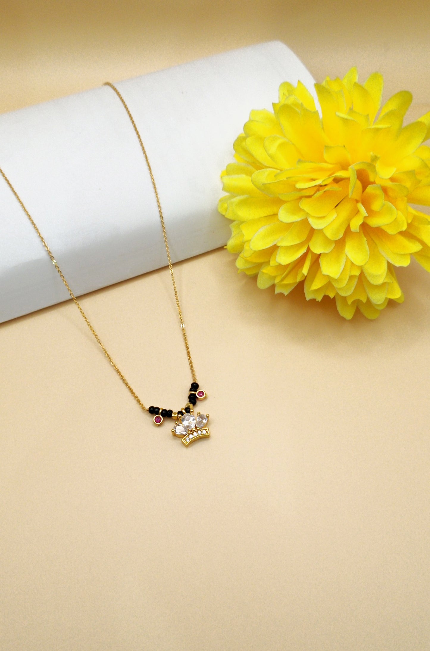 Crown Shape_Gold Plated American Diamond Mangalsutra