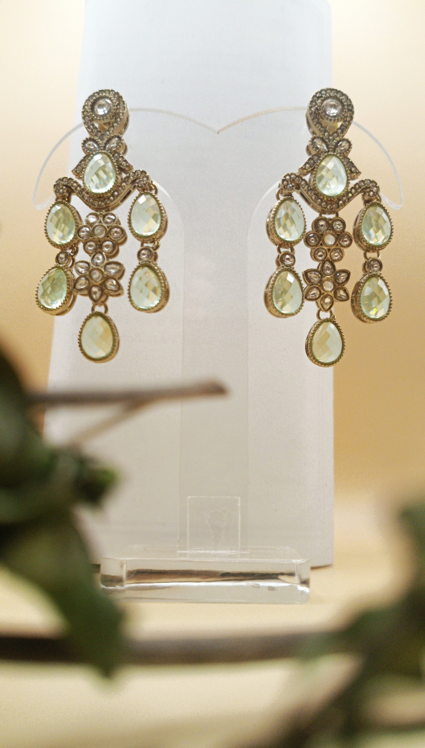 Kundan Polki_Gold-Plated Dangler Earrings Set