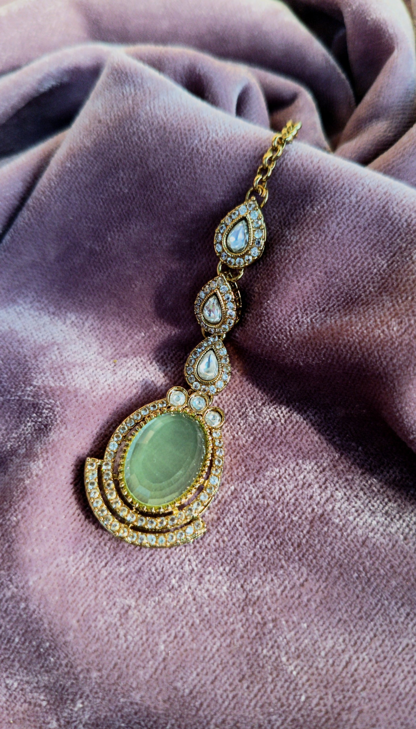 Kundan Polki_Sea Green Stone Necklace Set