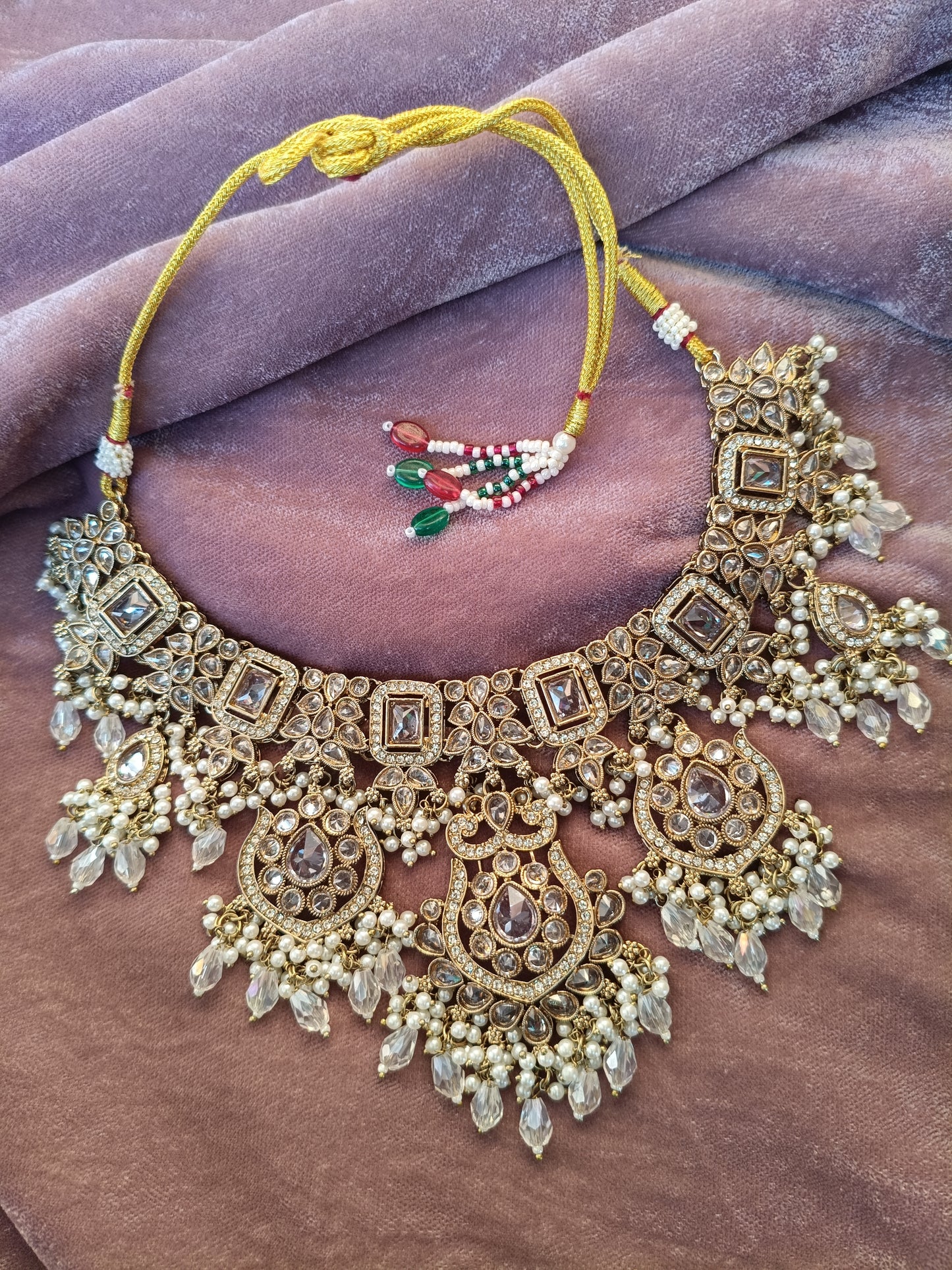 Kundal Polki Style Semi Bridal Set