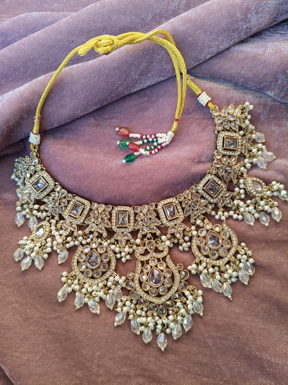 Kundal Polki Style Semi Bridal Set