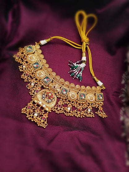 Antique Rajwadi Traditional Necklace Set