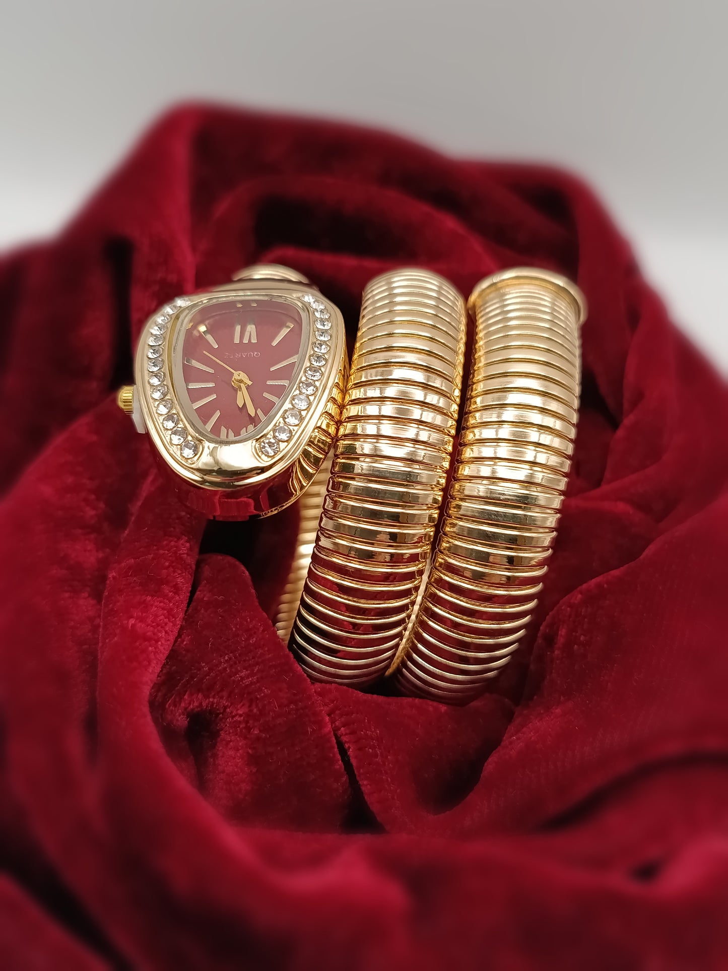 Gold Plated_Serpentine Coil Bracelet Watch