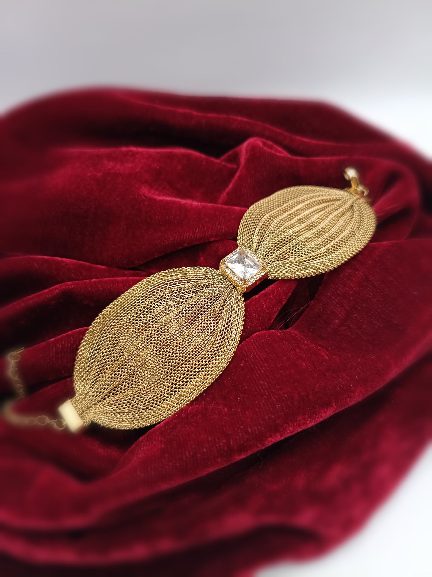 Gold Plated_Mesh Gold-Tone Bracelet