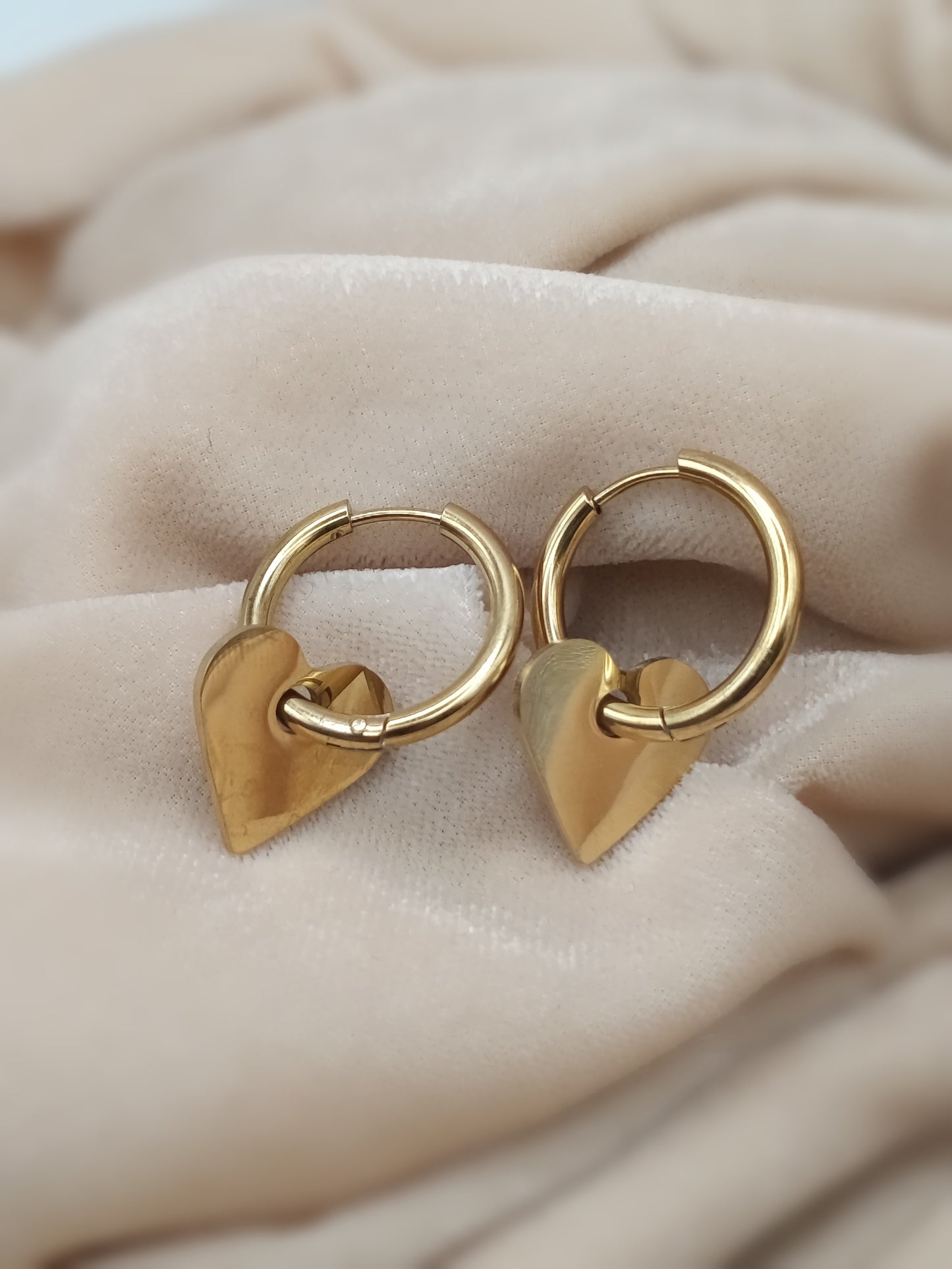 Gold-Plated Heart Hoop Earrings
