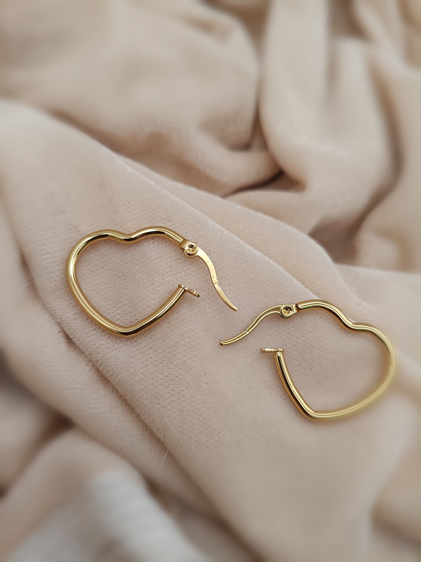 Gold Plated_Heart Shaped Gold Hoop Earrings