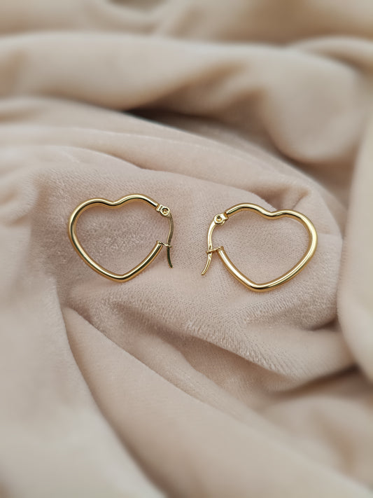 Gold Plated_Heart Shaped Gold Hoop Earrings