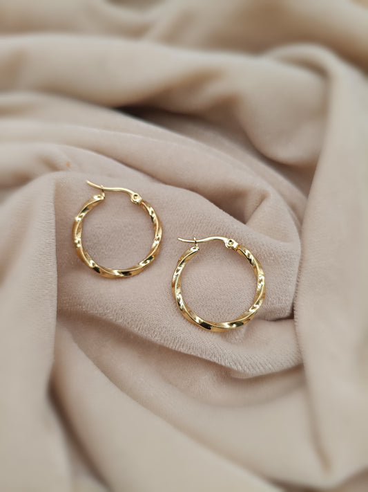 Gold Plated_Twisted Hoop Earrings
