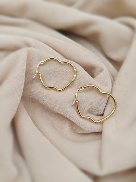 Gold Plated_ Apple shaped Gold Hoop Earrings