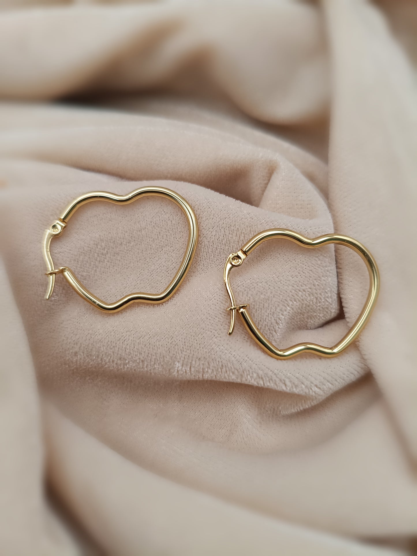 Gold Plated_ Apple shaped Gold Hoop Earrings