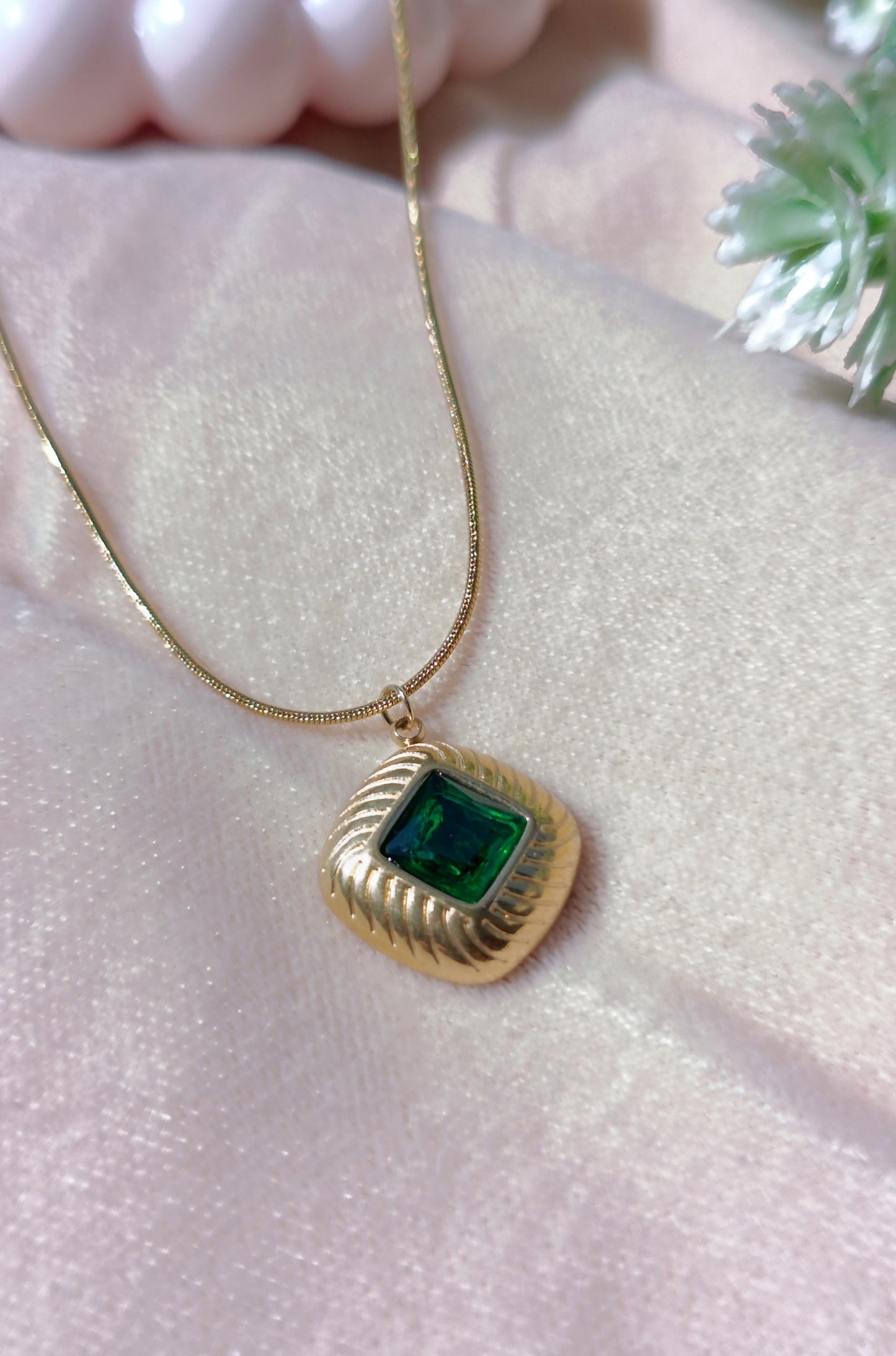 Gold-Plated Lozenge Pendant Necklace