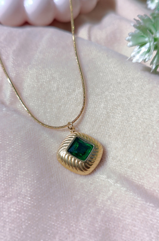 Gold-Plated Lozenge Pendant Necklace