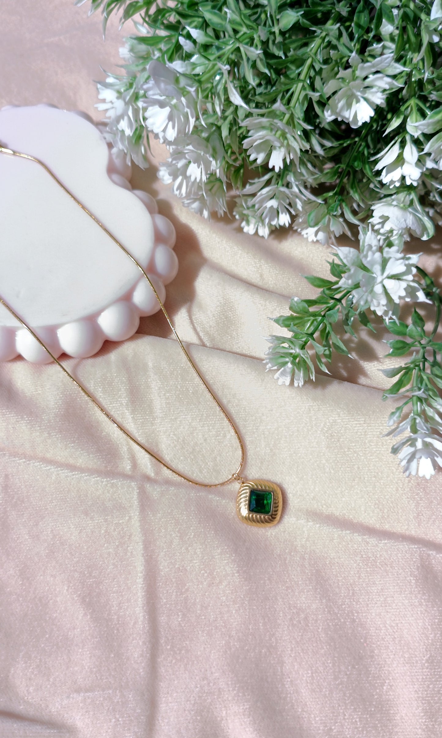 Gold-Plated Lozenge Pendant Necklace