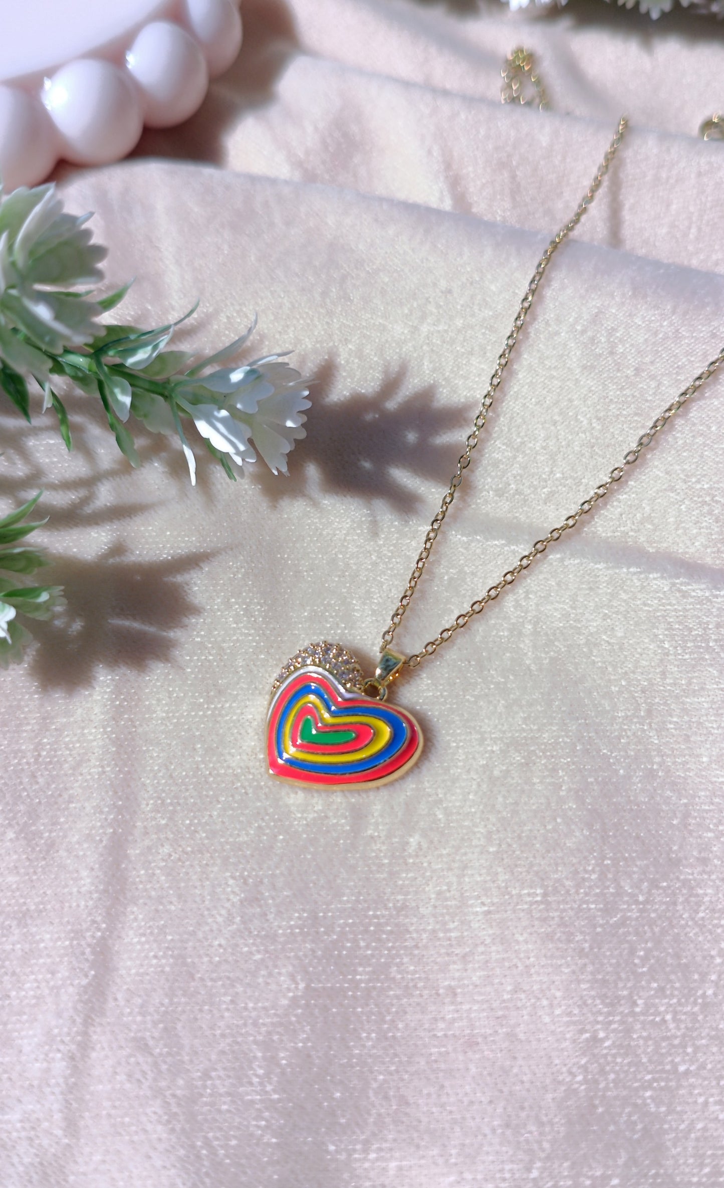 Rainbow Heart Pendant Necklace