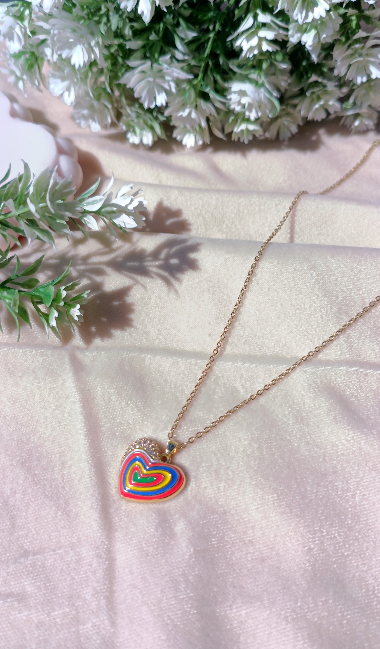 Rainbow Heart Pendant Necklace