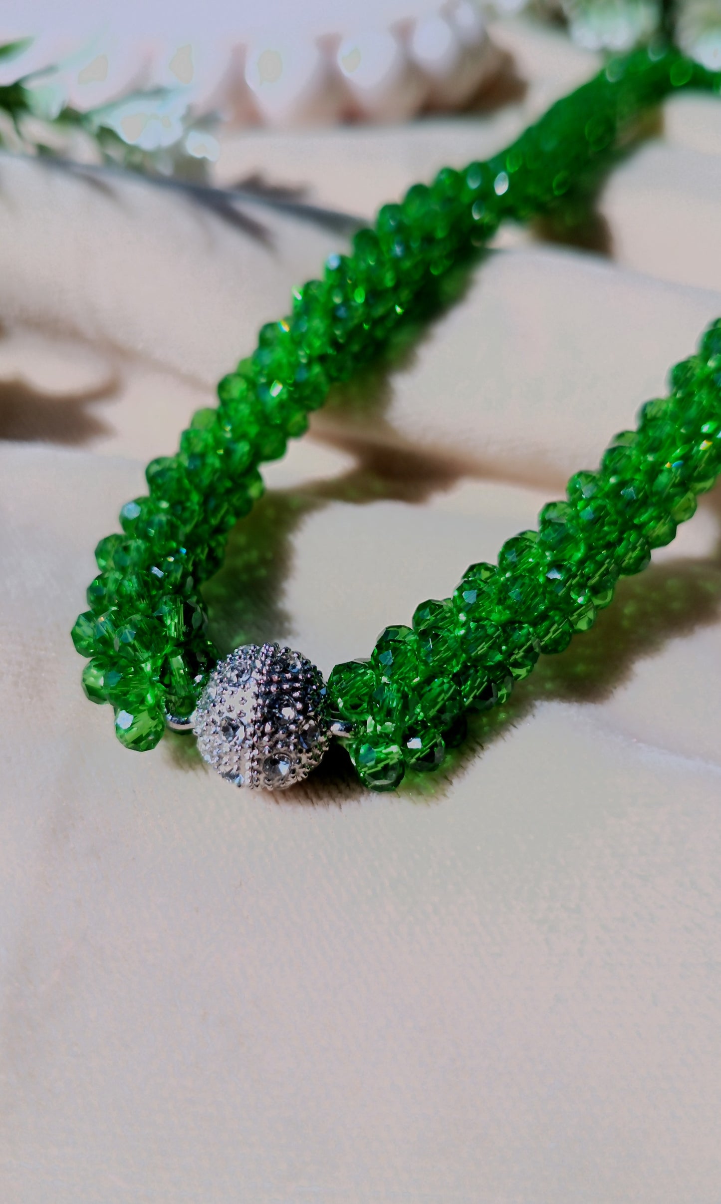 Maroon Crystal Necklace with Magnetic Ball Clasp