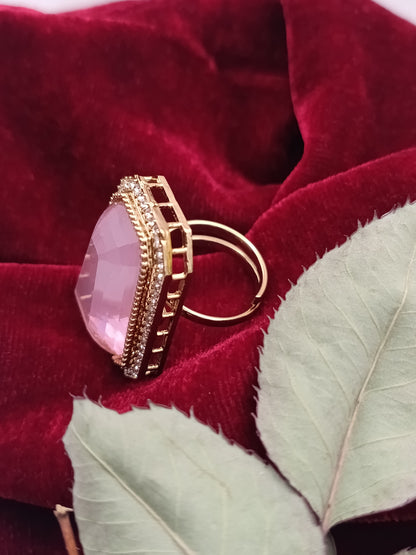 American Diamond Pink Stone Finger Ring