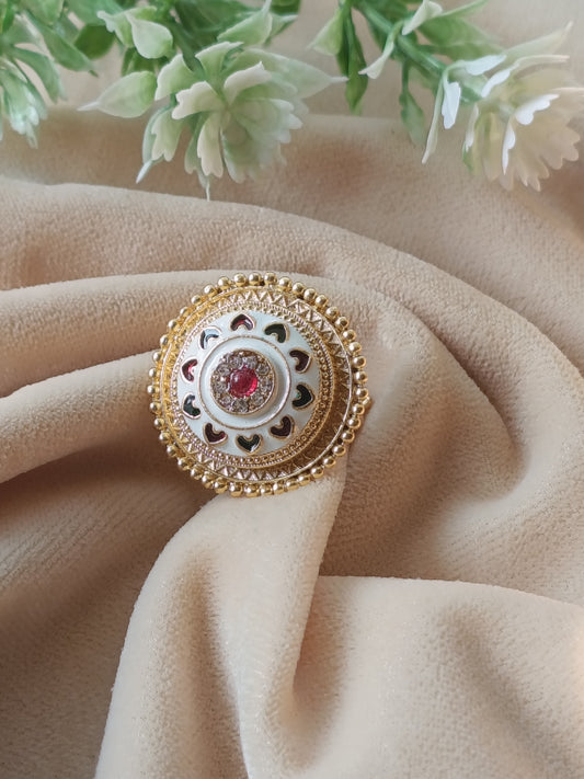 Traditional Rajwadi-Style Kundan Statement Ring
