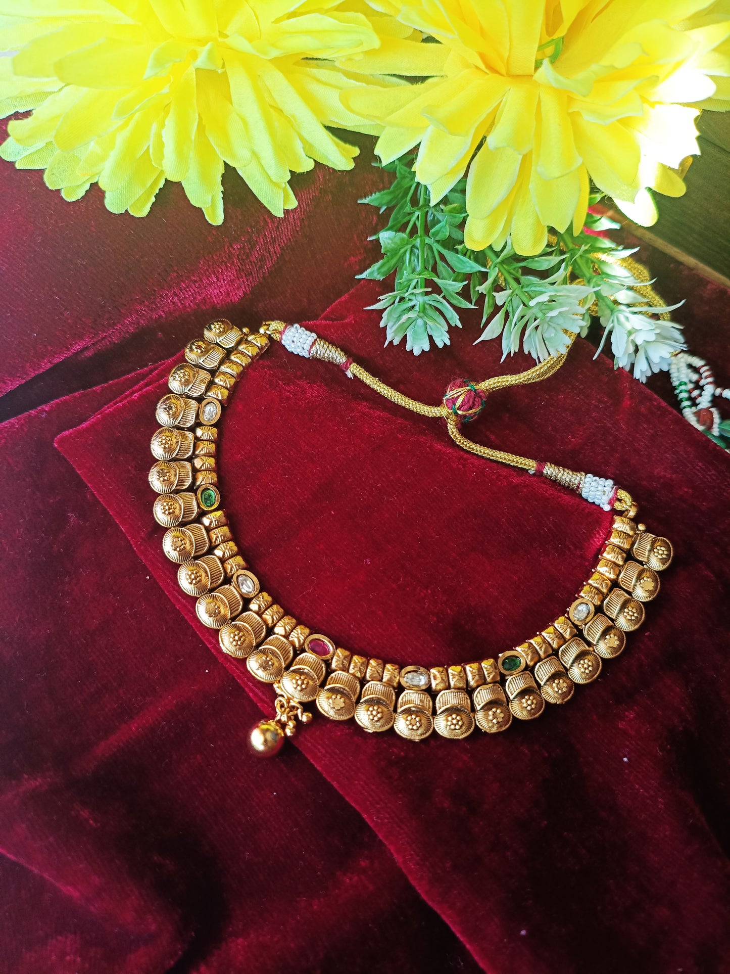 Traditional Gold-Plated Antique Coin Necklace Set