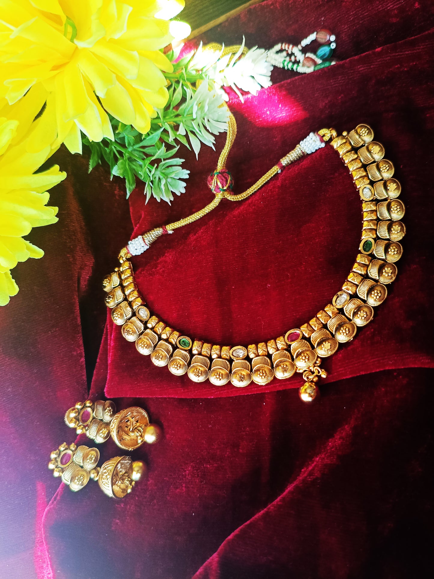 Traditional Gold-Plated Antique Coin Necklace Set