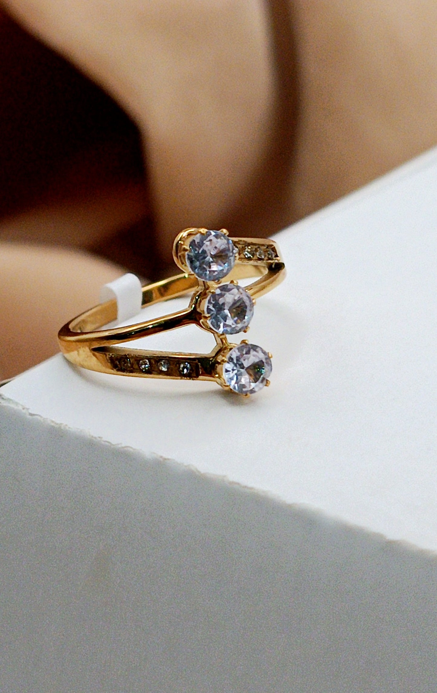 Anti Tarnish_Gold Plated Diamond Stone Ring