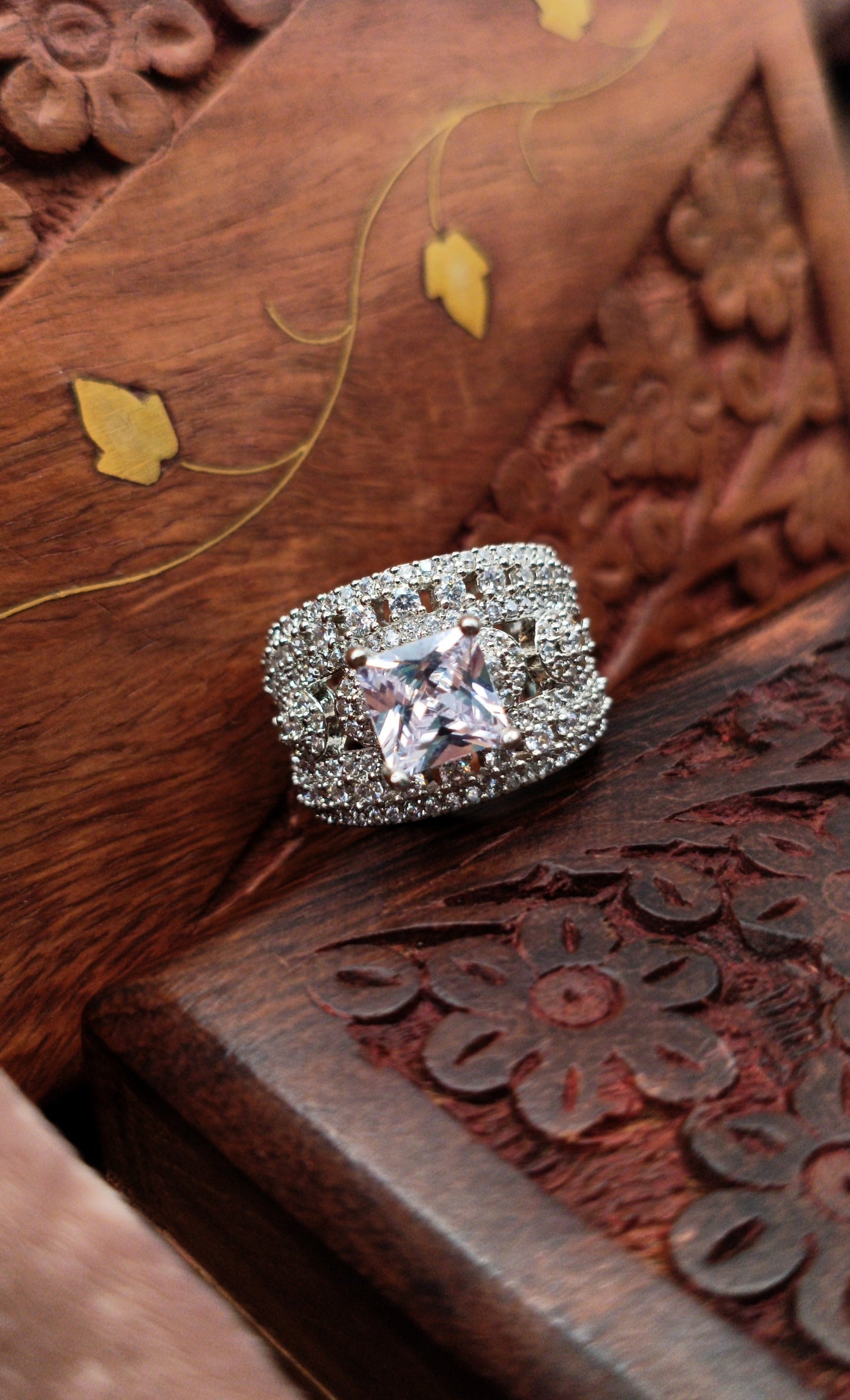 Silver Plated_American Diamond Cocktail Ring