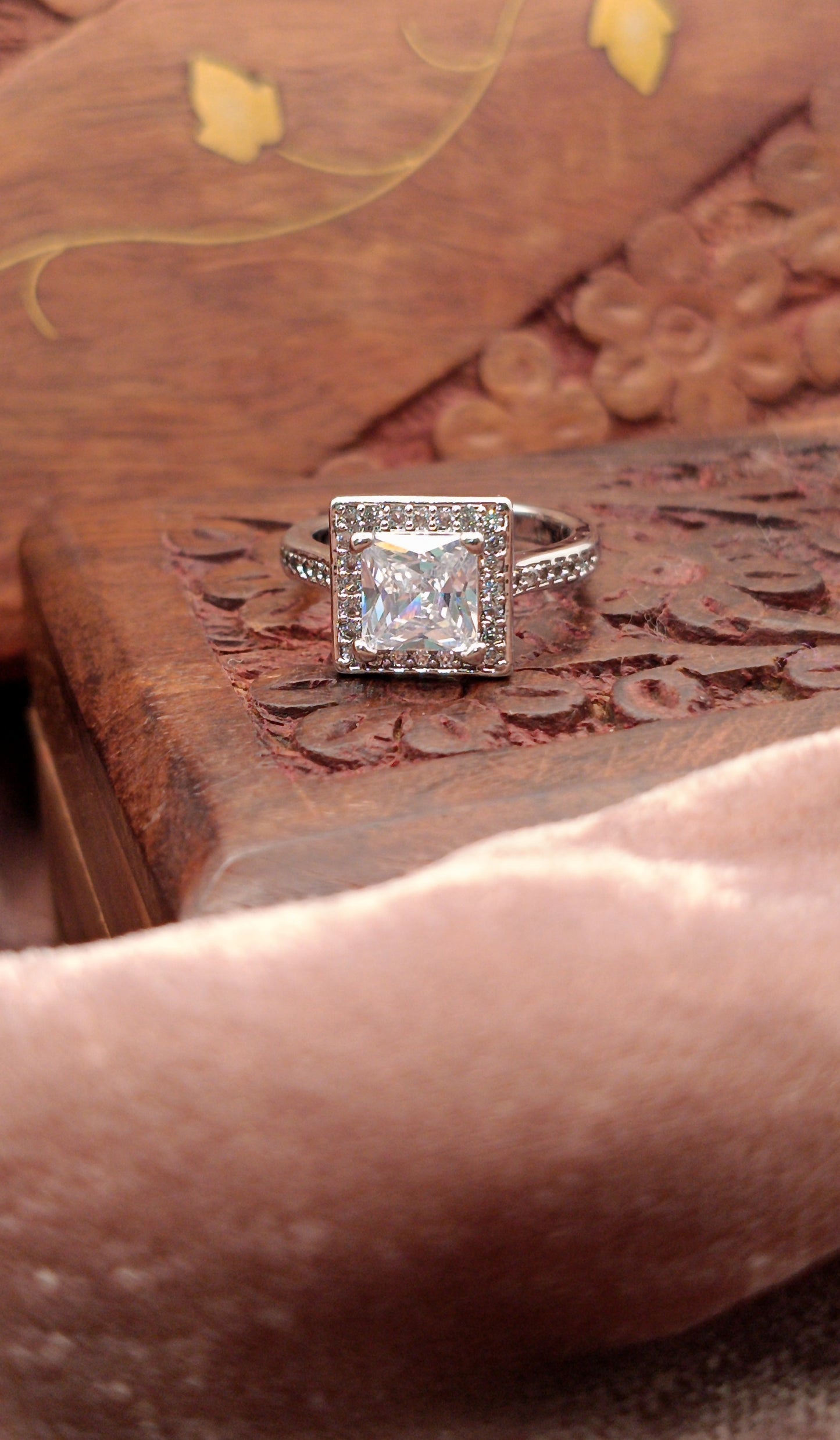 Silver Plated_Princess Cut Diamond Ring