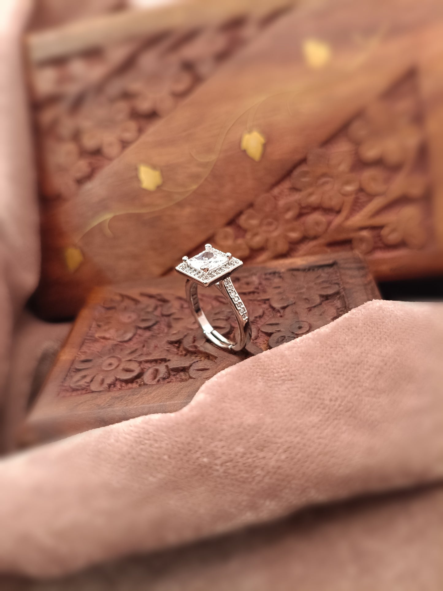 Silver Plated_Princess Cut Diamond Ring