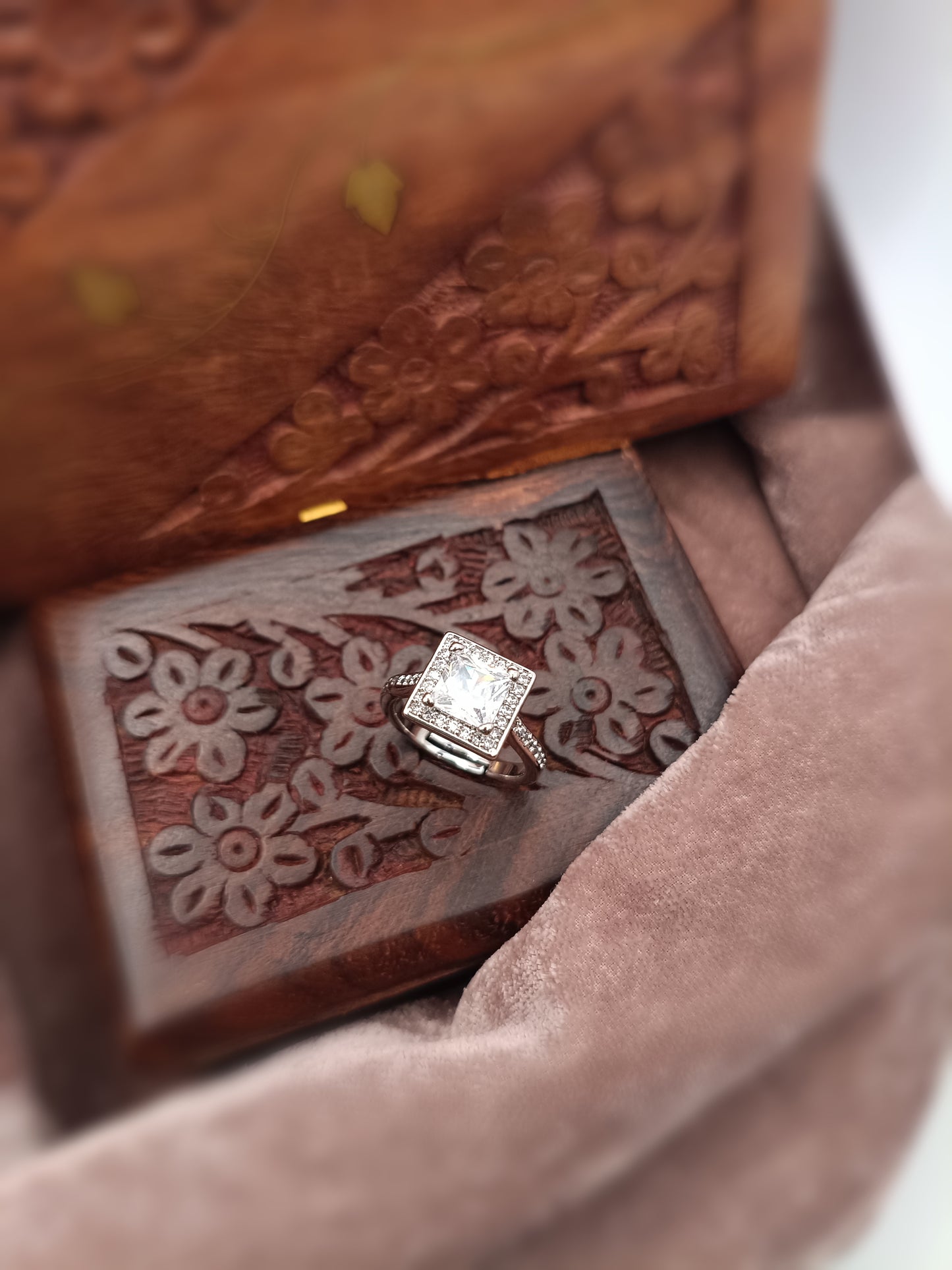 Silver Plated_Princess Cut Diamond Ring
