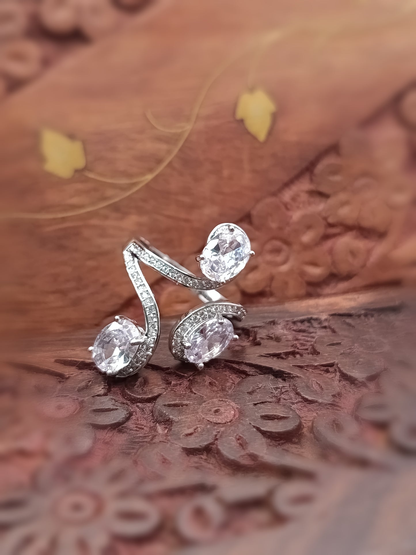 Silver Plated_Triple white Stone Ring