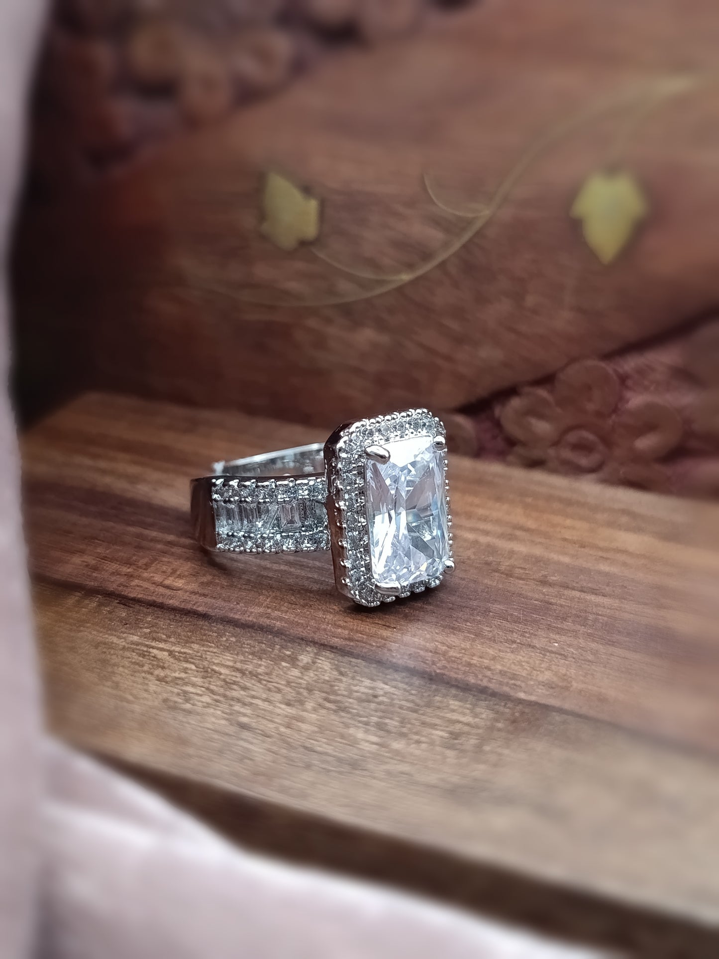 Silver Plated_American Diamond Cocktail Ring