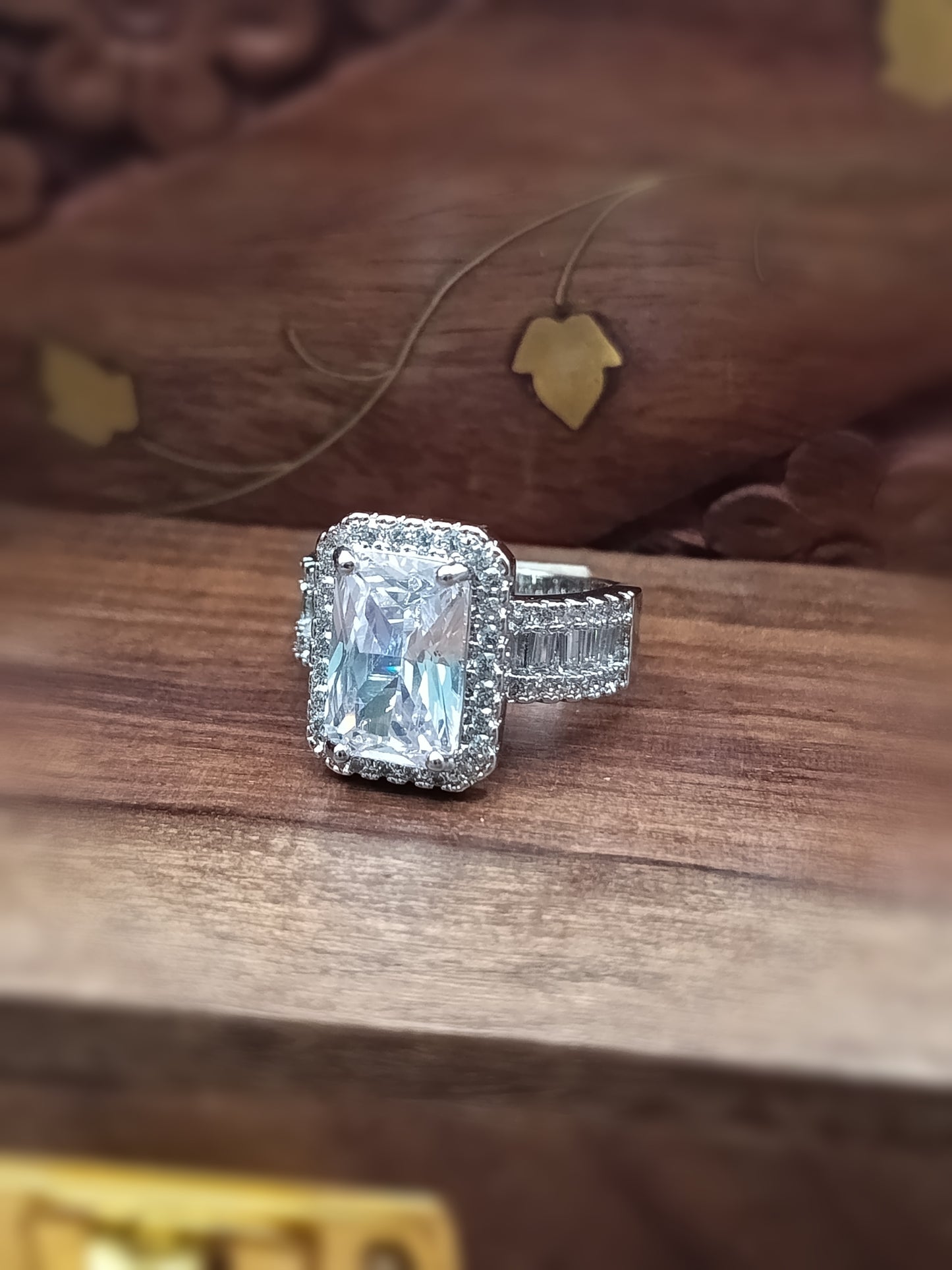 Silver Plated_American Diamond Cocktail Ring