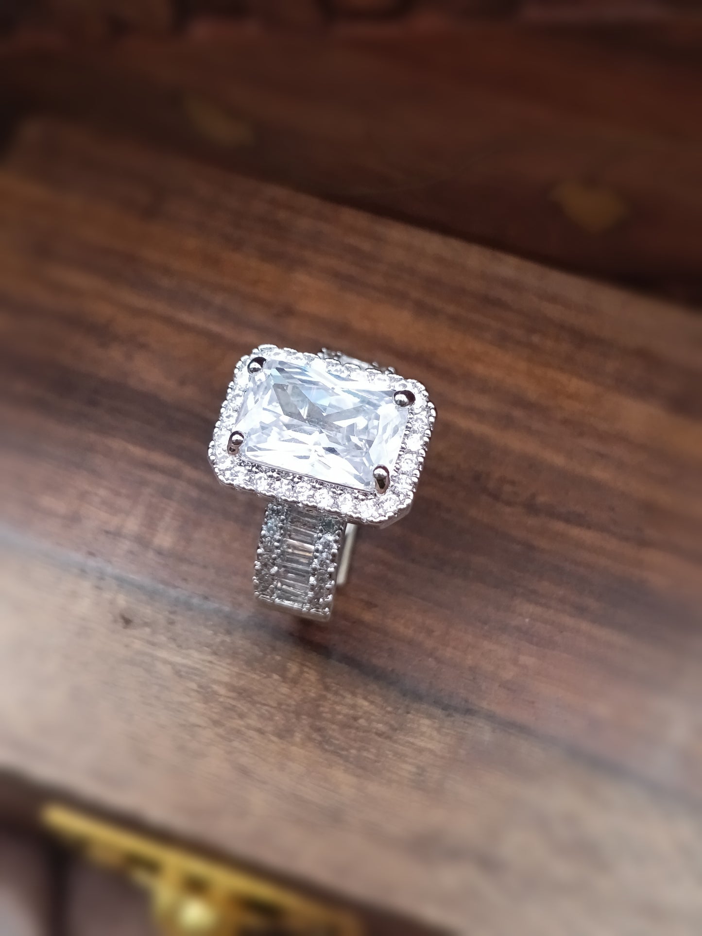 Silver Plated_American Diamond Cocktail Ring