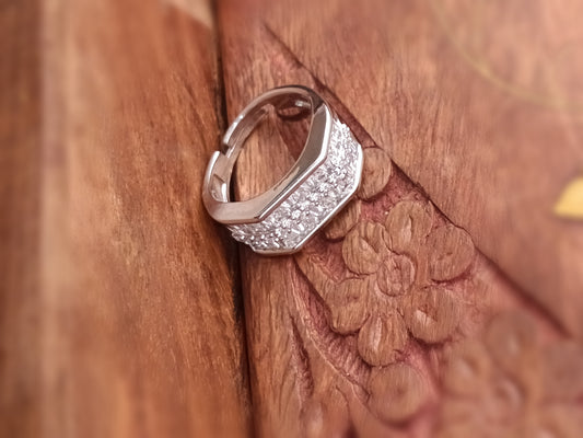 Silver Plated_Princes Cut Diamond Ring