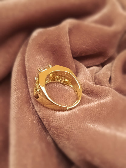 Gold Plated_Solitaire Cocktail Ring