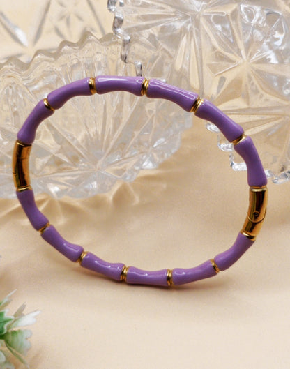 Anti Tarnish_Sculpted Bamboo Hinged Bangle Bracelet