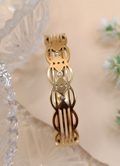 Anti Tarnish_Gold Plated Filigree Bracelet