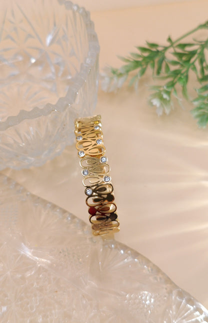 Anti Tarnish_Vortex Uncut Gold Plated Bracelet