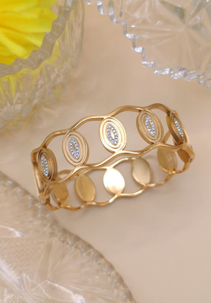 Anti Tarnish_Gold Plated Oval Design Bracelet