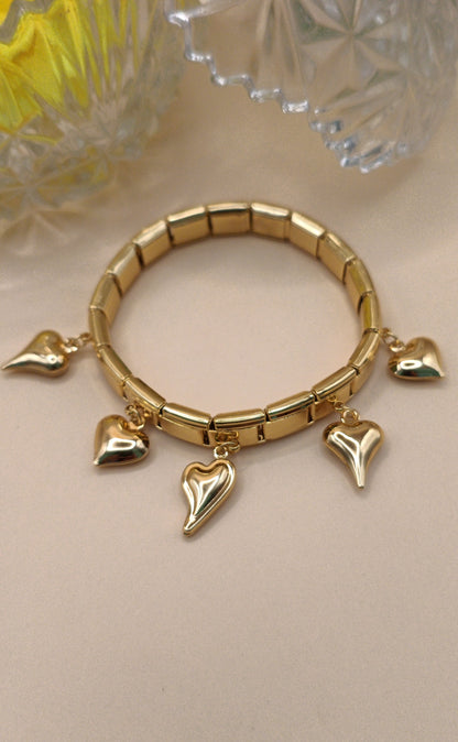 Anti Tarnish_Italian Heart Charm Bracelet