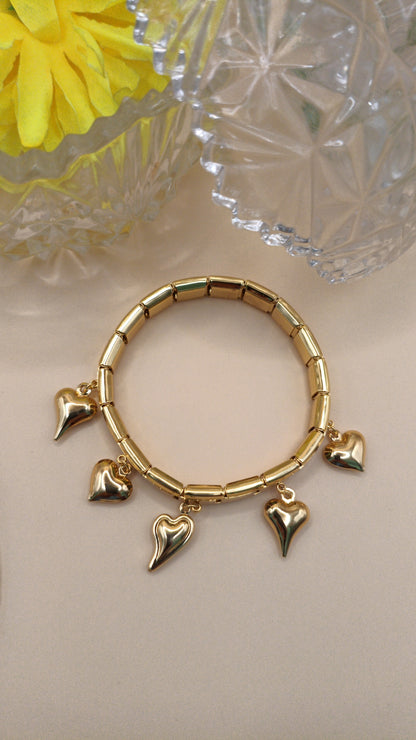Anti Tarnish_Italian Heart Charm Bracelet