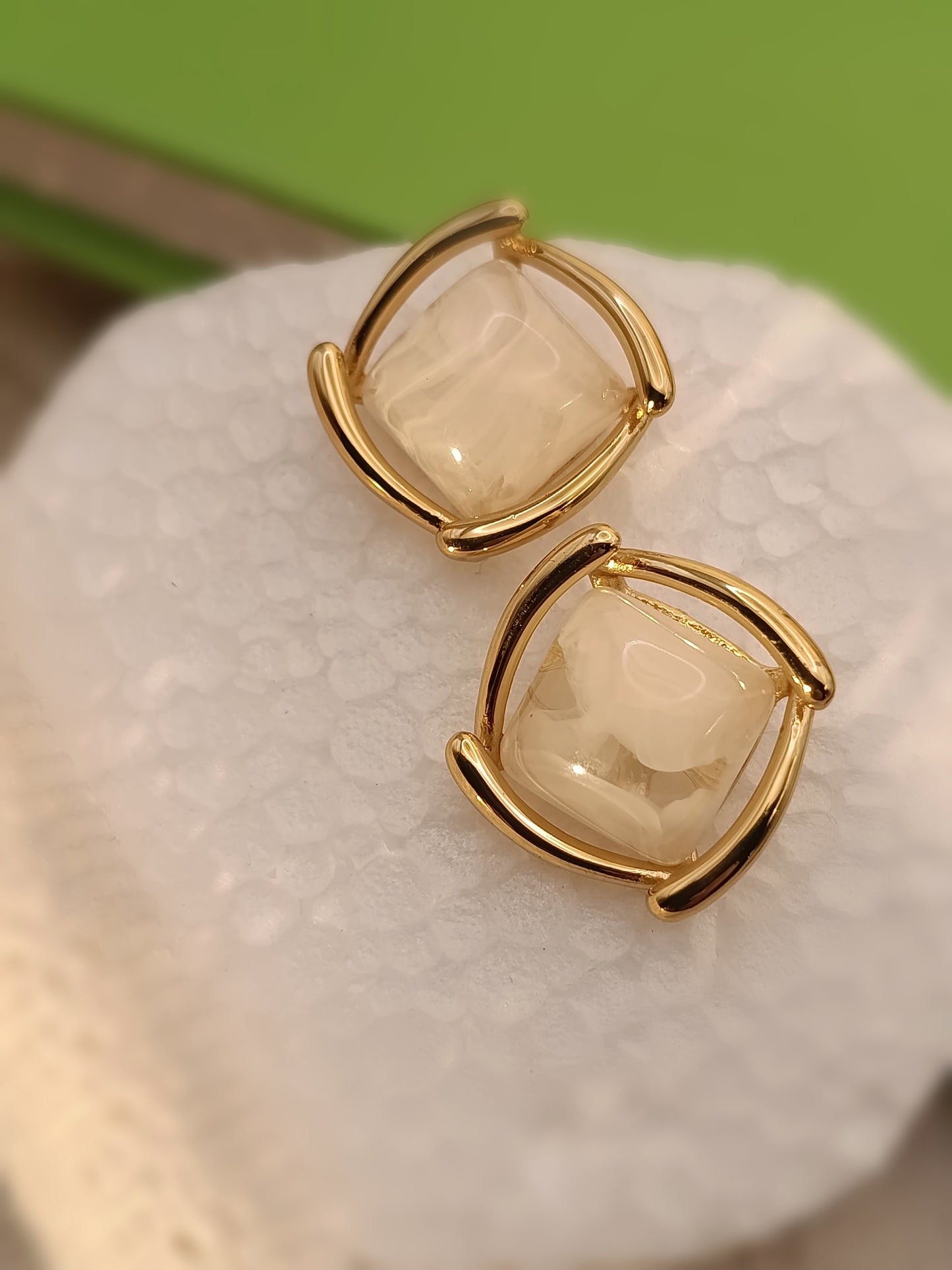 Anti Tarnish_Gold Plated Alloy Square Stud Earrings
